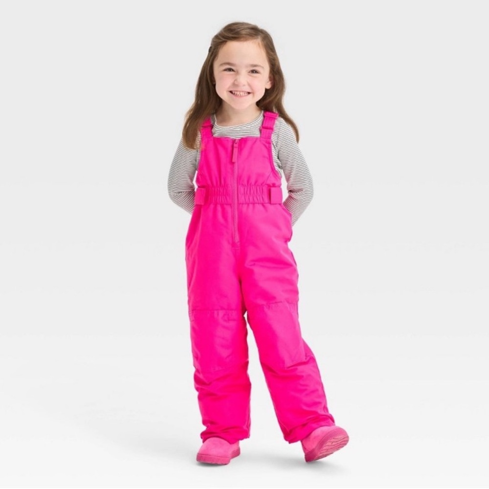 NWT Cat & Jack Girls Hot Pink Heavyweight Snow Bibs 2T